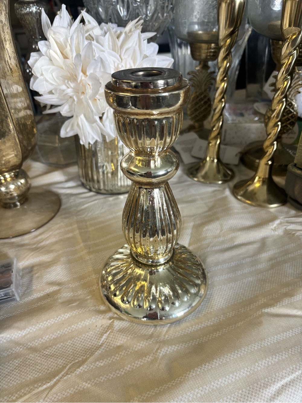 Decorative Gold Glass Candlestick Holder - Home Accents